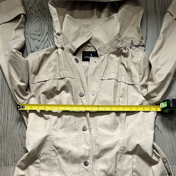 London Fog Tan Trench Coat with Belted Waist - Picture 8 of 8